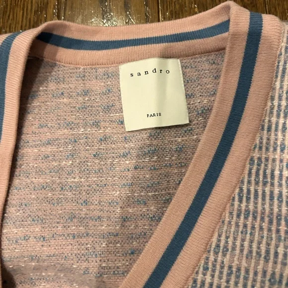Sandro Pink and Blue Knit Cardigan - Picture 2 of 6
